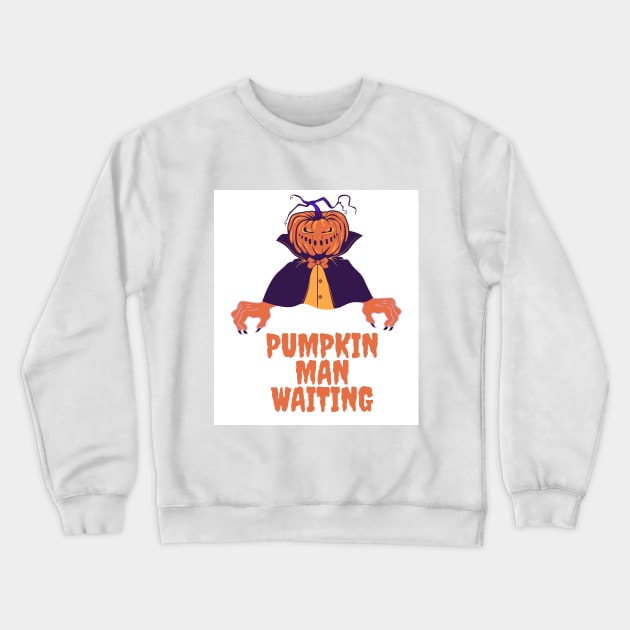 Pumpkin ghost waiting Crewneck Sweatshirt by MICRO-X
